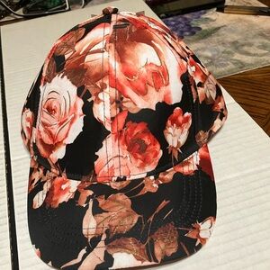 Hat, black, and orange adjustable